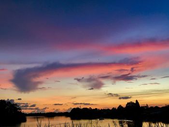 Scenic view of silhouette trees against sky during sunset