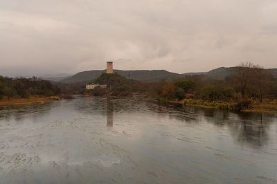 Scenic view of lake against sky