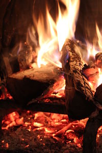 Close-up of bonfire at night