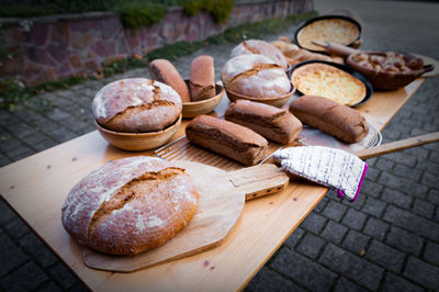 Close-up of breakfast on table