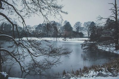 Scenic view of frozen lake during winter