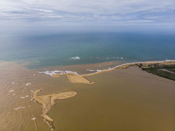 High angle view of sea meeting river in brazil