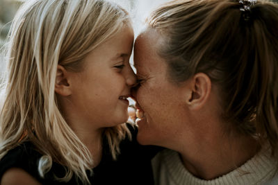 Happy mother and daughter together