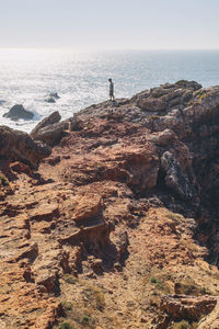 Scenic view of sea against clear sky
