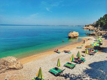 High angle view of beach against sky