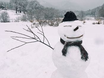 Snow on field during winter