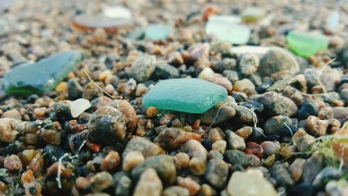 Close-up of pebbles on pebble beach