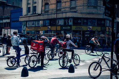 People on street in city