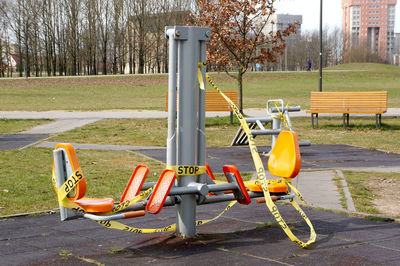 Empty bench in park