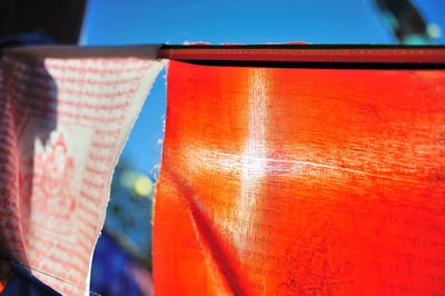 Close-up of colorful prayer flags