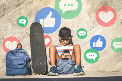 Young boy using smart phone. smartphone in hands. community, social media, communication concept.