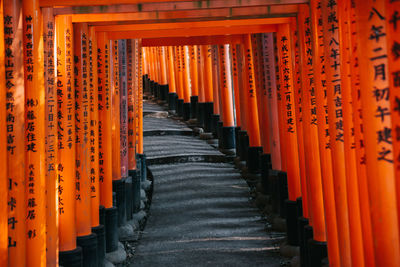 Row of illuminated temple outside building