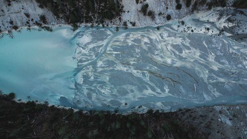 High angle view of frozen sea
