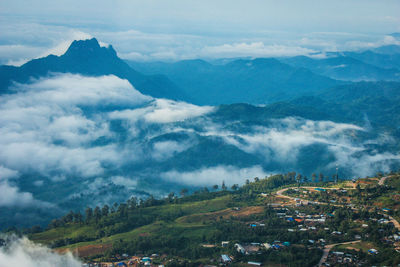 Aerial view of mountain range