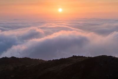 Scenic view of cloudscape against sky during sunset