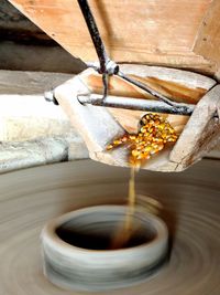 High angle view of ice cream on table