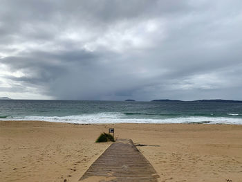 Scenic view of beach against sky