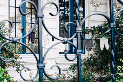 Detail shot of fence against clothes line