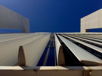 Low angle view of superior tribunal de justica against clear blue sky