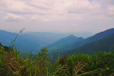 Scenic view of mountains against sky