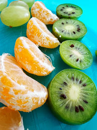 High angle view of fruits on table