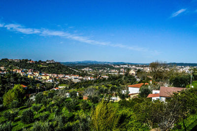 High angle view of townscape against sky