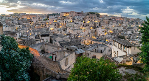 High angle view of townscape against sky