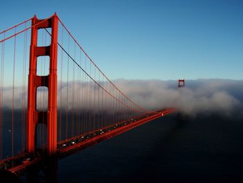View of suspension bridge against sky