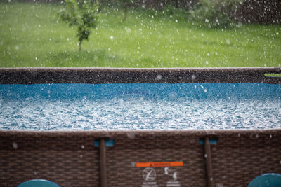 Water drops on swimming pool