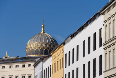 Exterior of building against clear blue sky