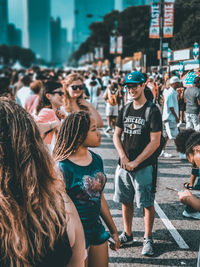 People on street in city