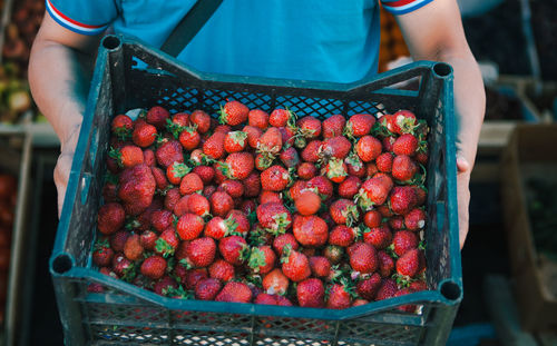 Close-up of strawberries in basket