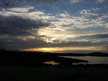 Scenic view of sea against cloudy sky