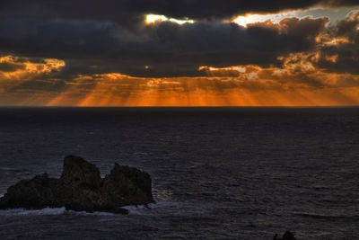 Scenic view of sea at sunset