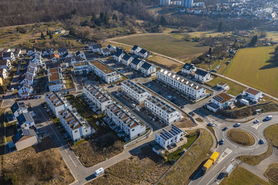 Germany, baden-wurttemberg, plochingen, aerial view of modern suburban houses