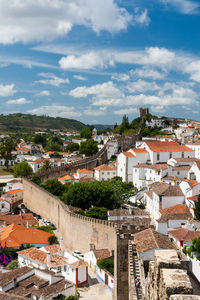 High angle view of townscape against sky