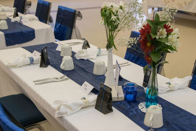 High angle view of potted plant on table
