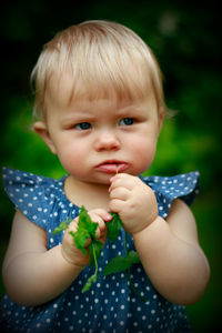 Close-up portrait of cute baby boy