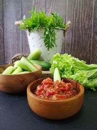 Close-up of chopped vegetables on cutting board