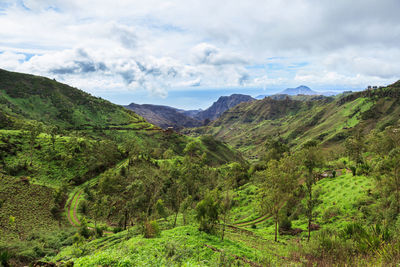 Scenic view of mountains against sky