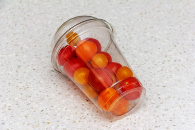 Close-up of eggs in glass container