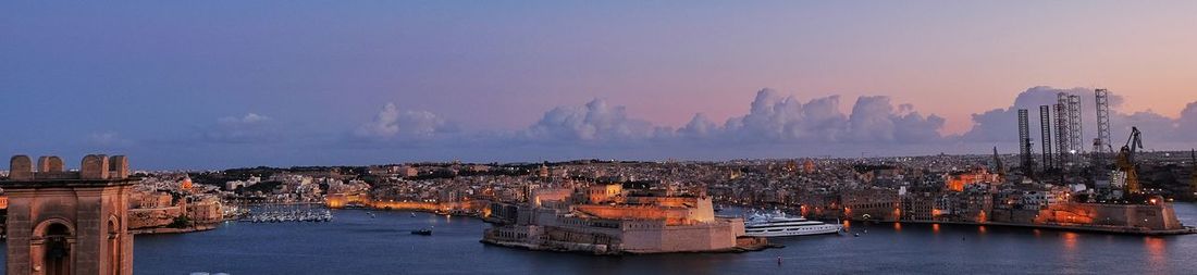 Panoramic view of sea against sky during sunset