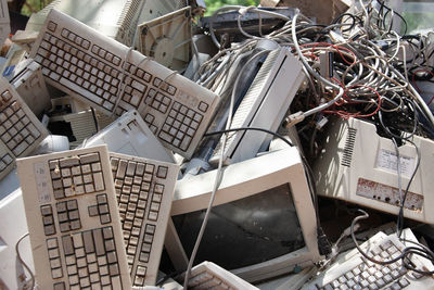 Stack of old metal structure in office building