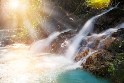 Scenic view of waterfall