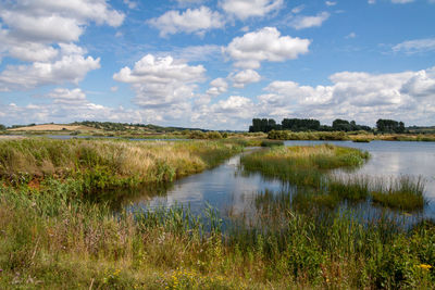 Scenic view of lake against sky