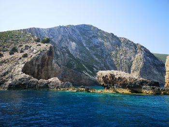 Scenic view of sea against clear sky