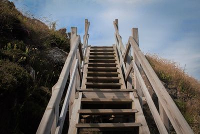 Low angle view of staircase against sky