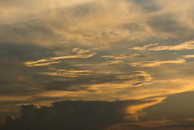 Low angle view of clouds in sky during sunset