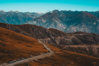 Scenic view of mountains against sky