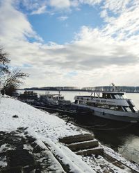 Scenic view of sea against sky during winter